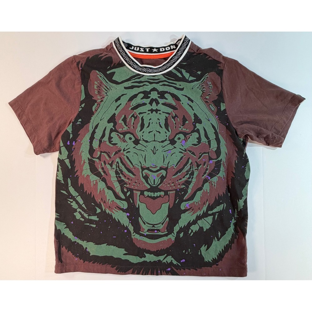 Just Don All City Tiger Graphic T-Shirt Brown Green Mens Small Streetwear